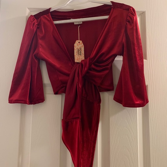 Bonsai Kitten red velvet wrap top - Picture 4 of 5